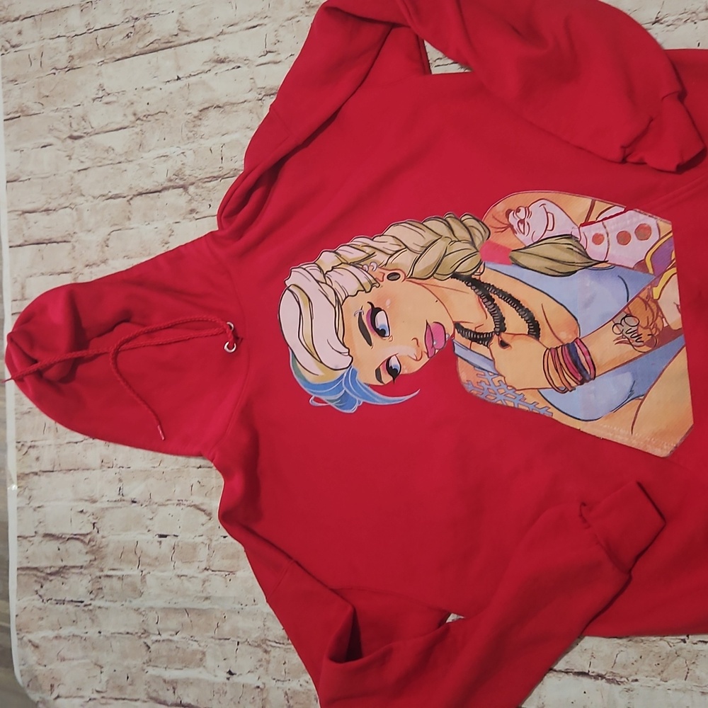 Edgy Elsa‎ Hanes Ecosmart Hoodie Sweatshirt size large